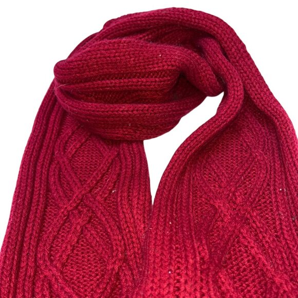 Ann Taylor LOFT cranberry red cable knit scarf - Picture 3 of 4